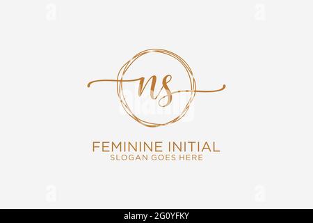 NS Beauty Monogramm und elegantes Logo Design Handschrift Logo der ersten Unterschrift, Hochzeit, Mode, Blumen und botanische mit kreativen Vorlage. Stock Vektor