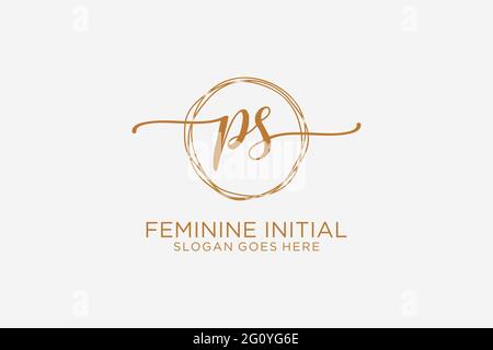 PS Beauty Monogramm und elegantes Logo Design Handschrift Logo der ersten Unterschrift, Hochzeit, Mode, Blumen und botanische mit kreativen Vorlage. Stock Vektor