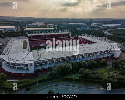 Stock City Football Club SCFC Bet 365 Stadium Luftdrohne aus der Luft. Stockfoto