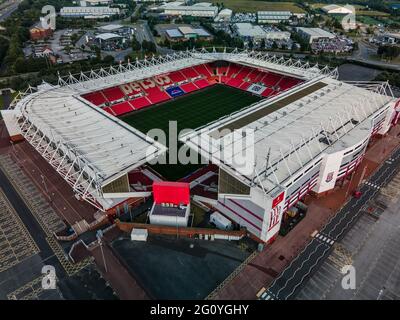 Stock City Football Club SCFC Bet 365 Stadium Luftdrohne aus der Luft. Stockfoto