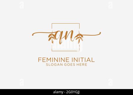 QN Beauty Monogramm und elegantes Logo Design Handschrift Logo der ersten Unterschrift, Hochzeit, Mode, Blumen und botanischen mit kreativen Vorlage. Stock Vektor