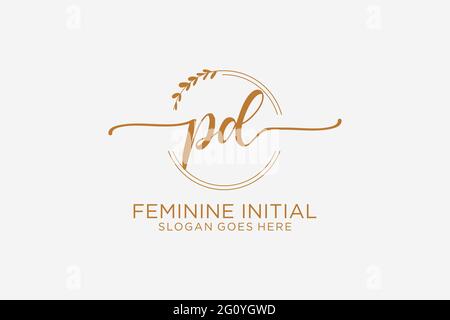 PD Beauty Monogramm und elegantes Logo Design Handschrift Logo der ersten Unterschrift, Hochzeit, Mode, Blumen und botanische mit kreativen Vorlage. Stock Vektor