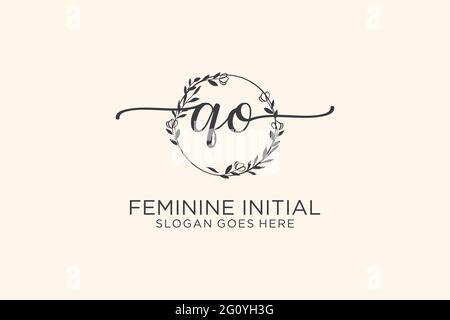 QO Beauty Monogramm und elegantes Logo Design Handschrift Logo der ersten Unterschrift, Hochzeit, Mode, Blumen und botanischen mit kreativen Vorlage. Stock Vektor