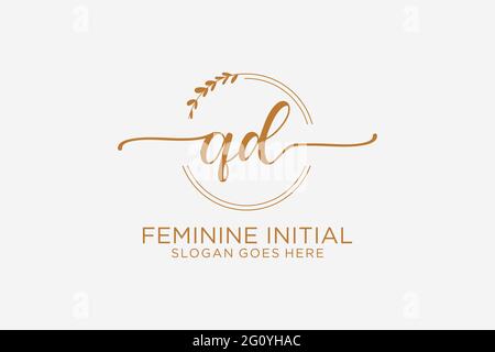 QD Beauty Monogramm und elegantes Logo Design Handschrift Logo der ersten Unterschrift, Hochzeit, Mode, Blumen und botanischen mit kreativen Vorlage. Stock Vektor