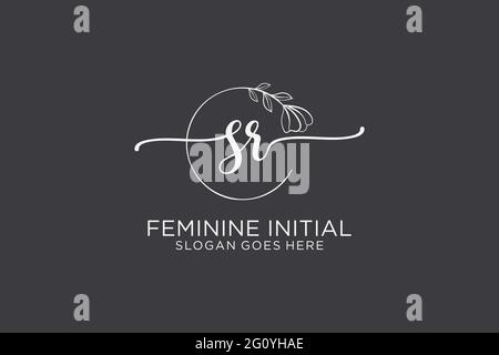 SR Beauty Monogramm und elegantes Logo Design Handschrift Logo der ersten Unterschrift, Hochzeit, Mode, Blumen und botanische mit kreativen Vorlage. Stock Vektor