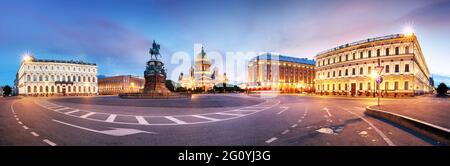 Die Kathedrale von Panorama ac oder Isaakievskiy Sobor in Sankt Petersburg ist Russland die größte russisch-orthodoxe Kathedrale der Stadt. Stockfoto