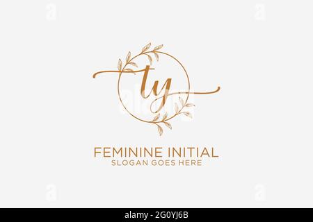 TY Beauty Monogramm und elegantes Logo Design Handschrift Logo der ersten Unterschrift, Hochzeit, Mode, Blumen und botanische mit kreativen Vorlage. Stock Vektor