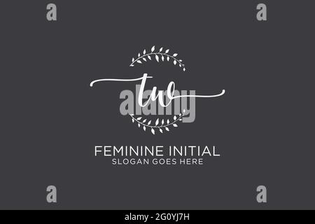 TW Beauty Monogramm und elegantes Logo Design Handschrift Logo der ersten Unterschrift, Hochzeit, Mode, Blumen und botanischen mit kreativen Vorlage. Stock Vektor