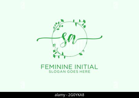 SA Schönheit Monogramm und eleganten Logo-Design Handschrift Logo der ersten Unterschrift, Hochzeit, Mode, Blumen und botanischen mit kreativen Vorlage. Stock Vektor