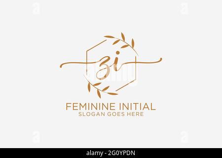 ZI Beauty Monogramm und elegantes Logo Design Handschrift Logo der ersten Unterschrift, Hochzeit, Mode, Blumen und botanischen mit kreativen Vorlage. Stock Vektor