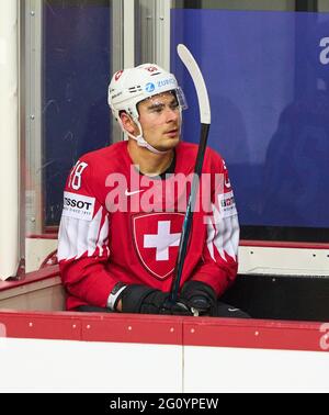 Riga, Lettland. Juni 2021. Timo Meier #28 der Schweiz, Deutschland. , . Saison 2020/2021 Credit: Peter Schatz/Alamy Live News Stockfoto