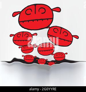 Vektor-Illustration von fremden eindringenden Monster Gesichter Stock Vektor