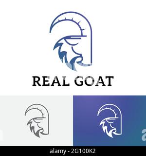 Echte Ziege Großes Geschwungenes Horn Abstraktes Logo Stock Vektor