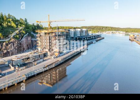 Luftaufnahme der Baustelle von Wohngebäuden in Turku, Finnland Stockfoto