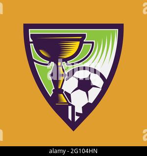 Fußballpokal mit Ball. Konzept Kunst des Fußballs im Cartoon-Stil. Stock Vektor