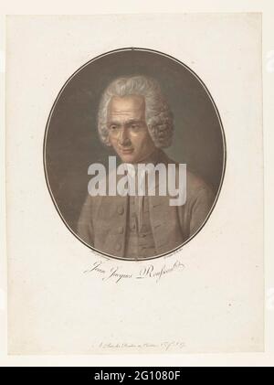 Portret van Jean-Jacques Rousseau; Jean-Jacques Rousseau; Sammlung großer Männer. Portret van de Frase Filosovon Jean-Jacques Rousseau, in een ovaal. Stockfoto
