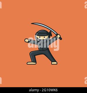 Cartoon Ninja Charakter Vektor Illustration für Ninja Tag am 5. Dezember Stock Vektor