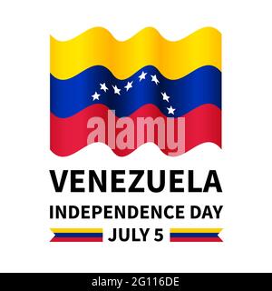 Venezuela Independence Day Schriftzug mit Fahne isoliert auf weiß. Nationalfeiertag am 5. Juli. Vektorvorlage für Typografie Poster, Banner Stock Vektor