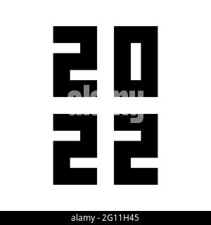 Frohes neues Jahr 2022 Text-Design. Titelbild des Geschäftstagebuchs für 2022 mit Wünschen. Broschüre Design Vorlage, Karte, Banner. Isoliert auf weißem Hintergrund. Y Stock Vektor
