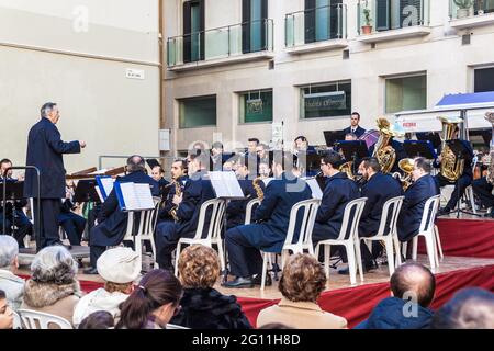 MALAGA, SPANIEN - 25. JAN 2015: Konzert der städtischen Musikgruppe (Banda Municipal de Musica) auf spanisch Malaga. Stockfoto