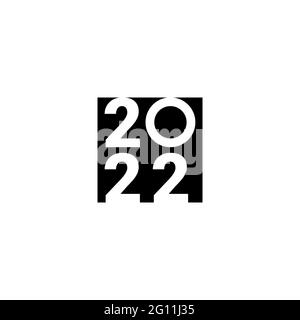 Frohes neues Jahr 2022 Text-Design. Titelbild des Geschäftstagebuchs für 2022 mit Wünschen. Broschüre Design Vorlage, Karte, Banner. Isoliert auf weißem Hintergrund. Y Stock Vektor