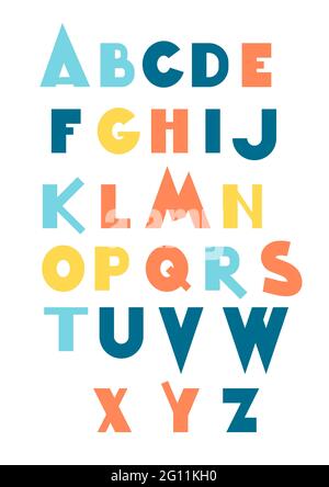 Vektor-Set von drei Cartoon lustige Unterschied englisch Alphabete. Niedliche bunte Vektor englisches Alphabet, Vintage-Schrift, lustige handgezeichnete Schrift, ABC, L Stock Vektor