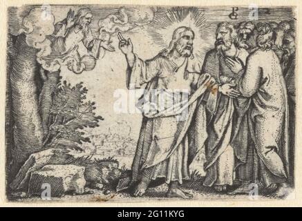 Christus beweist seinen Jüngern, dass er Sohn Gottes ist; Leben Christi. Christus beweist seinen Jüngern, dass er Sohn Gottes ist, indem er ihnen seinen Vater im Himmel zeigt. Stockfoto