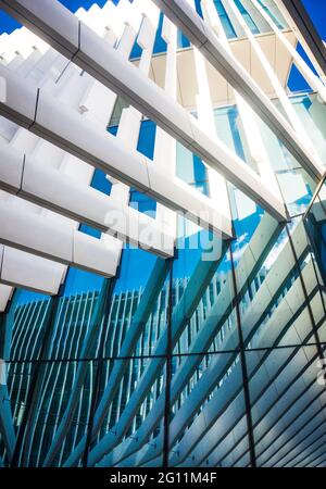Details der modernen Architektur, das EDV-Hauptquartier Gebäude des Architekten Aires Mateus am 19. Januar 2017 in Lissabon, Portugal Stockfoto