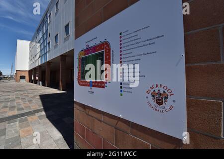 Sitzanordnung Für Den Blackpool Football Club Stockfoto