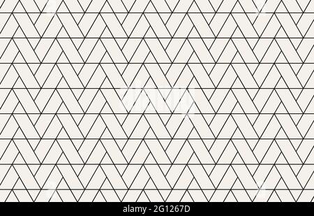 Abstraktes Hintergrundmuster. Wiederholendes geometrisches Dreieckraster. Einfaches Grafikdesign. Moderne stilvolle Textur mit monochromen Spalieren. vektor Stockfoto