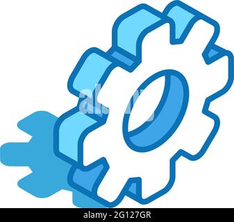 Isometrisches Getriebesymbol. Engineering, Robotertechnologie 3D Linienstil Symbol. Stock Vektor
