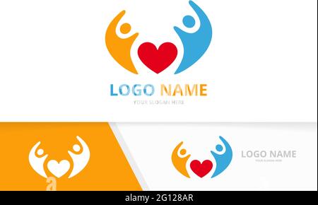Vector Human Heart Logo-Kombination. Design-Vorlage für Familienliebe-Logos. Stock Vektor