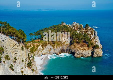 Frankreich, Briitany, Finistere, Crozon, Cap de la Chèvre, Saint-Hernot Beach Stockfoto