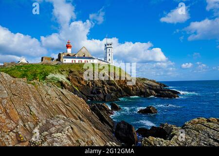 Frankreich, Briitany, Finistere, Plougonvelin, Leuchtturm an der Pointe Saint Mathieu Stockfoto