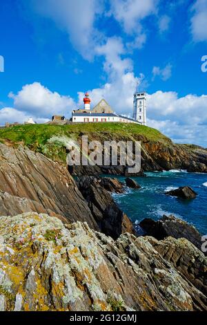 Frankreich, Briitany, Finistere, Plougonvelin, Leuchtturm an der Pointe Saint Mathieu Stockfoto