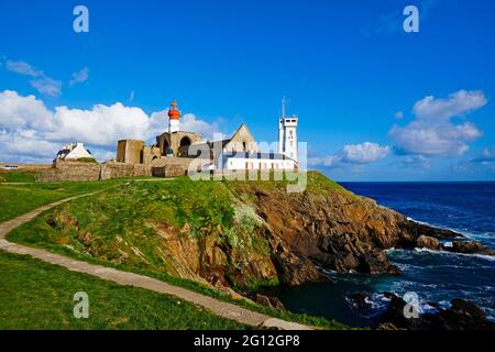 Frankreich, Briitany, Finistere, Plougonvelin, Leuchtturm an der Pointe Saint Mathieu Stockfoto