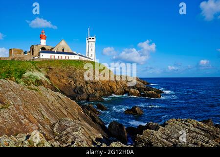 Frankreich, Briitany, Finistere, Plougonvelin, Leuchtturm an der Pointe Saint Mathieu Stockfoto