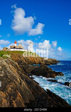 Frankreich, Briitany, Finistere, Plougonvelin, Leuchtturm an der Pointe Saint Mathieu Stockfoto