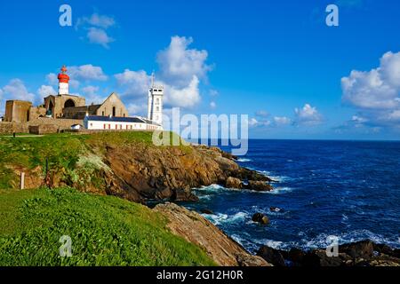 Frankreich, Briitany, Finistere, Plougonvelin, Leuchtturm an der Pointe Saint Mathieu Stockfoto