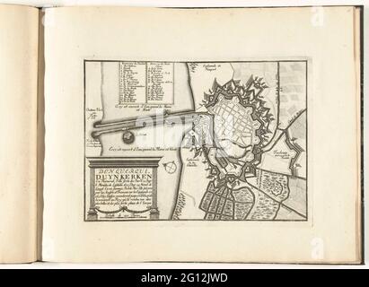 Karte von Duinkerke, 1693-1696; Donquerque, Duynkerken und Flamand Ville Forte des Pais Bas (...); Le Theatre de la Guerre, Dance Les Pays-Bas, Ou Representation des Principales Villes Qui sont and Flandres, Hennegau, Brabant & c. Avec Leurs Befestigungsanlagen (...) Premier Volume. Karte der Verstärkungen der flämischen Stadt Dünkirchen. Ist Teil des ersten Teils des Bildes: Le Theatre de la Guerre, Dance Les Pays-Bas, veröffentlicht im Jahr 1696. Dieser Abschnitt enthält 25 Tafeln mit Plänen (von Sébastien Le Prercent, Seigneur de Vauban) aus renommierten starken Städten und Festungen im neunjährigen Krieg in Th Stockfoto