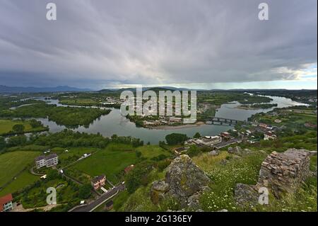 Blick von der Burg Rozafa auf die Südliche Shkodra Stockfoto