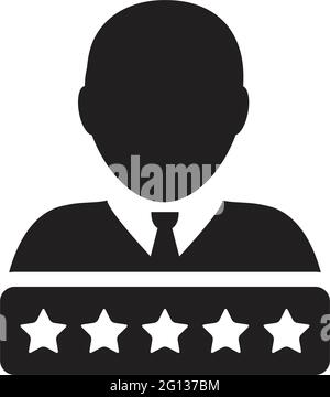 Stern-Rating-Symbol für Social Credit System Vektor männliche Benutzer Person Profil Avatar Symbol für in einer Glyphe Piktogramm Illustration Stock Vektor