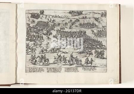 Sieg von Hendrik IV in Montjoie, 1587; Serie 4: Französische, deutsche und englische Veranstaltungen, 1576-1610. Sieg von König Heinrich IV. Aus Navarra in Montjoie, 20. Oktober 1587. Blick auf die Schlacht. Mit einer Bildunterschrift von 14 Zeilen in deutscher Sprache. Nicht Nummeriert. Stockfoto