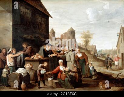 Teniers, David der Jüngere - die sieben korporalen Werke der Barmherzigkeit Stockfoto