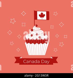 Kanada Tag Cupcake und Flagge Vektor Grußkarte Stock Vektor