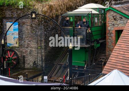 Von Lynton und Lynmouth betriebene Klippenbahn, North Devon, England, Großbritannien Stockfoto