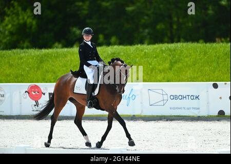 Kharkiv, Ukraine - 4. Juni 2021: Der Reitsport FEI Dressage World Cup Kharkiv 2021 Stockfoto