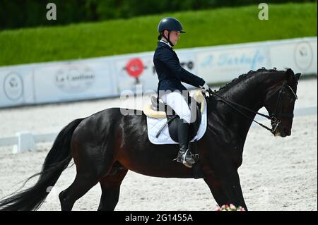 Kharkiv, Ukraine - 4. Juni 2021: Der Reitsport FEI Dressage World Cup Kharkiv 2021 Stockfoto