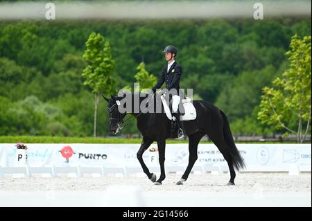 Kharkiv, Ukraine - 4. Juni 2021: Der Reitsport FEI Dressage World Cup Kharkiv 2021 Stockfoto