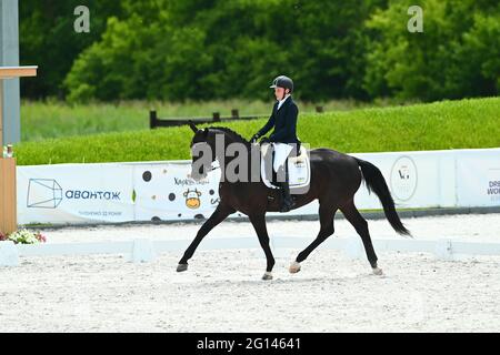 Kharkiv, Ukraine - 4. Juni 2021: Der Reitsport FEI Dressage World Cup Kharkiv 2021 Stockfoto